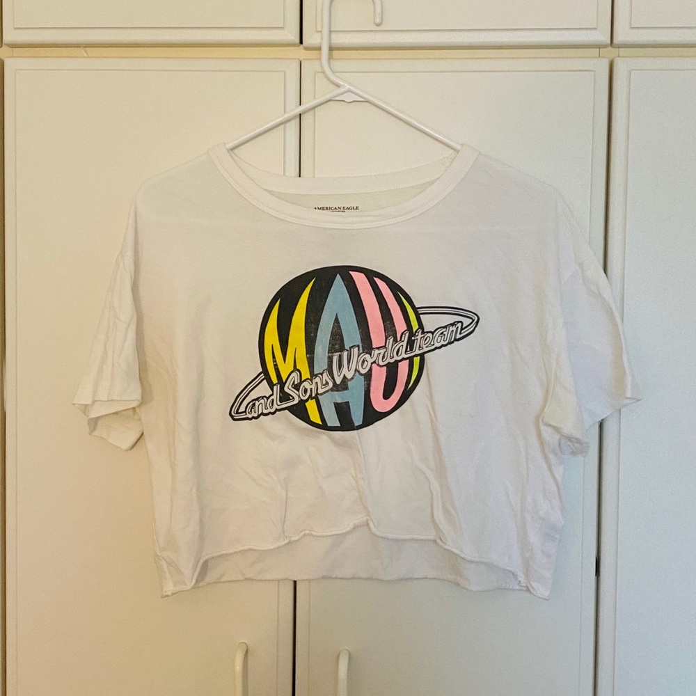 cropped white graphic tee